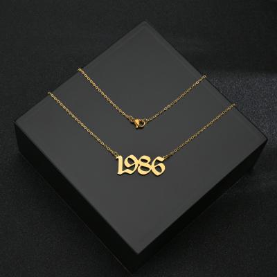 China CLASSIC Polish Stainless Steel Vintage Custom Birth Year 1985-2021 Pendant Necklace for sale