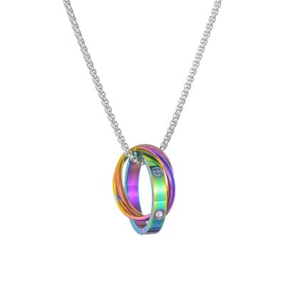 China 2021 new fashion CLASSIC designer designed colorful shinny charm pendant necklace diamond stainless steel for women for sale