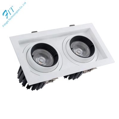 China Hotel Modular Led Recessed 2 Lamps 2*20w Led Lighting Adjustable Twin Grill Downlight for sale