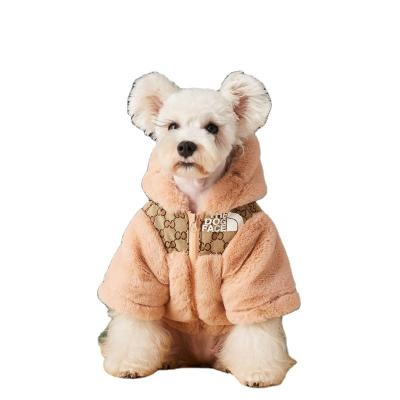 China New Winter Sustainable Pet Fur Coat Luxury Teddy Schnauzer Bear Thickness Warm Clothes Dog Fashion Clothes for sale