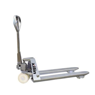 China Hotels Xilin Hydraulic Hand Pallet Truck 2500kg 5500lbs Capacity Stainless Steel Pallet Truck for sale