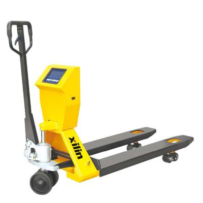 China Hotels Xilin Hand Pallet Truck Forklift Scale Hydraulic Pallet Truck With Printer for sale