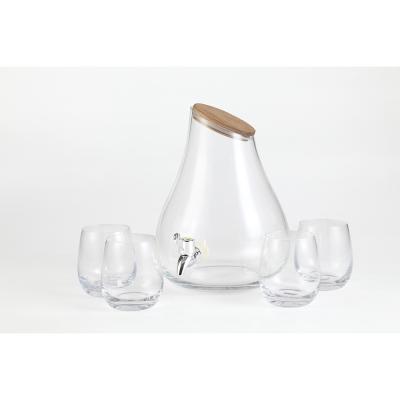 China Sustainable Stylish Borosilicate Glass Wine Decanter Set Red Wine Glass Crystal Decanter Set for sale