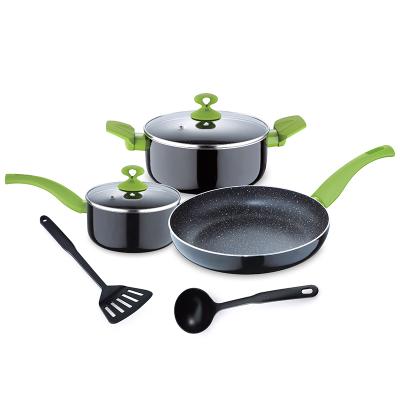 China 7 PCS Sustainable Aluminum Cookware Set Nonstick Aluminum Cookware Set Nonstick Forged Aluminum Cookware Set for sale