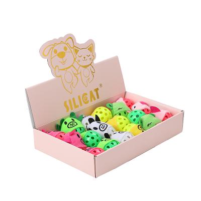 China Custom Wholesale Price Viable Cat Toys Set Present Box Cat Plastic Bell Ball Toy Cat 18 Pcs for sale