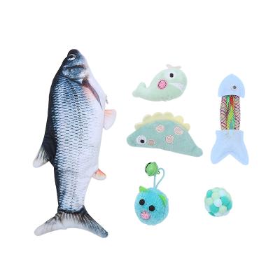 China Hot Sale Wholesale Viable Cat Toys Moving Fish Toys 3D 4D Simulation Stirring Fish With Fish Egg Props Catnip Amusement for sale