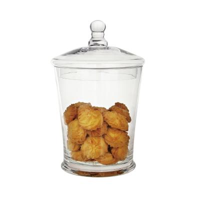 China Hot Selling Large Capacity Viable Round Glass Jar Food Container Storage For Seasoning for sale