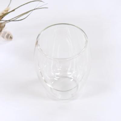 China Viable Custom Heat Resistant OEM Borosilicate Double Wall Glass Mug Tea Cup Wine Glass Mug for sale