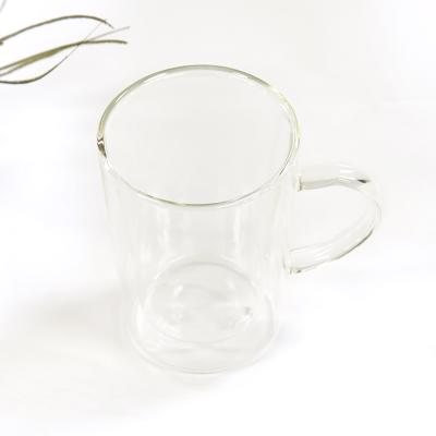 China Custom Sustainable Unbreakable High Borosilicate Double Wall Glass Coffee Coffee Tea Cup for sale