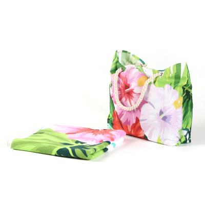 China New Design Microfiber Beach Towel and Beach Bag Printing Microfiber Foldable Beach Towel for sale