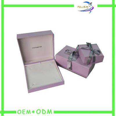 China Rectangle Custom Logo Stamped Pink Jewelry Storage Boxes With Ribbon for sale