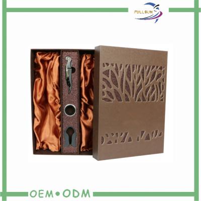 China Rigid Wine Gift Packaging Classical PU Leather  Wine Carrier Two Piece for sale