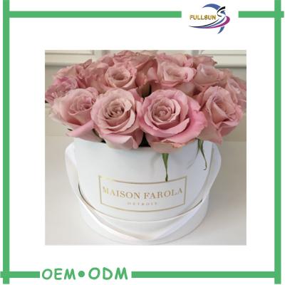 China Art Paper Cardboard Round Flower Packaging Box With Lid FSC Certification for sale