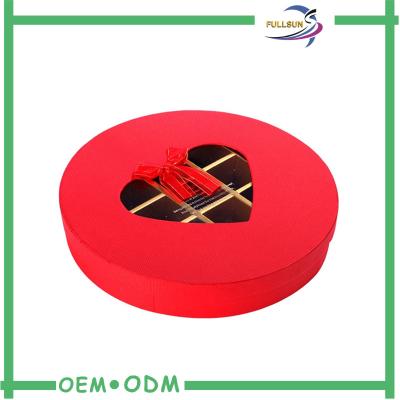 China Eco - Friendly Red Custom Paperboard Chocolate Gift Packs Round Box ODM / OEM for sale