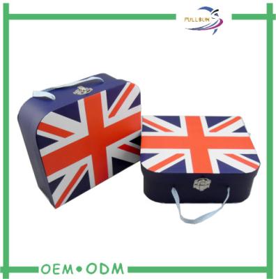 China Custom Clothing Packaging Rigid Suitcase Shaped With Metal Lock / Ribbon Handle for sale