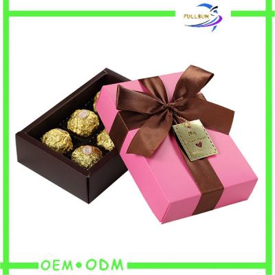 China Ribbon Collapsible Chocolate Gift Boxes , rectangle chocolate packaging box for sale