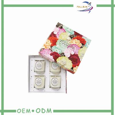 China Colorful Flower Printing Candle Packaging Boxes For Four Pieces for sale