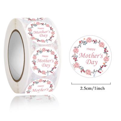 China 1 Inch Custom Personalized Mothers Day Waterproof Self Adhesive Printed Logo Label Stickers Roll Round Vinyl Sticky Gift for sale