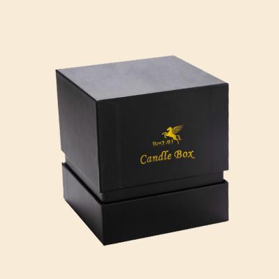 China Recyclable Luxury Eco Friendly Black Rigid Candle Gift Plain Packaging Boxes for sale