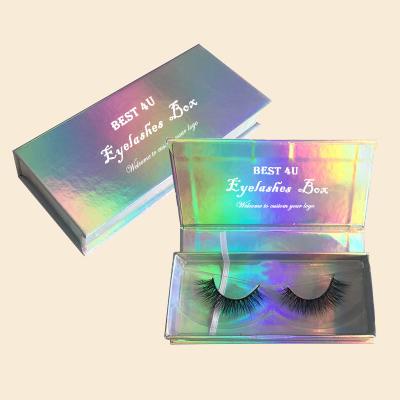 China Recycled Materials Wholesale New Style Custom Private Label Small Cardboard Lashes Case Holographic Magnetic Packaging Box for sale