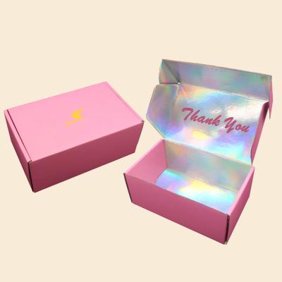 China Recyclable Custom Logo Small Holographic Mailer Shipping Packaging Box for sale