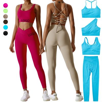 China SINGA Unique Design Women Breathable Sport Wear Yoga Equipment Workout Clothing Seamless Ribbed Butt Gym Fitness Set! crack! for sale