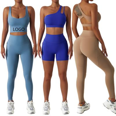 China Breathable Custom LOGO Women Fitness Sportswear Gym Long Sleeve Activewear Workout 2 Pcs Sets Butt Lift Yoga Gaiters Yoga Bra And Set for sale