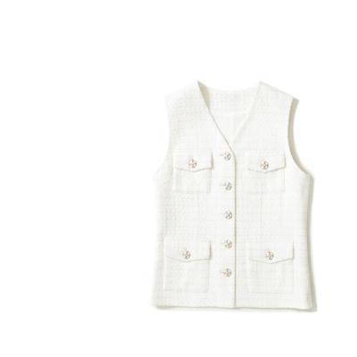 China Breathable High Custom Hand - Woven White Workplace Women's Woolen V-Neck New Product Spring Vest Formal Vest Made In China for sale