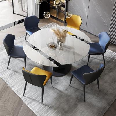 China (Other) Fast Delivery Adjustable Metal Dining Table Restaurant Dining Table And Chairs Dining Room Furniture Marble Set for sale