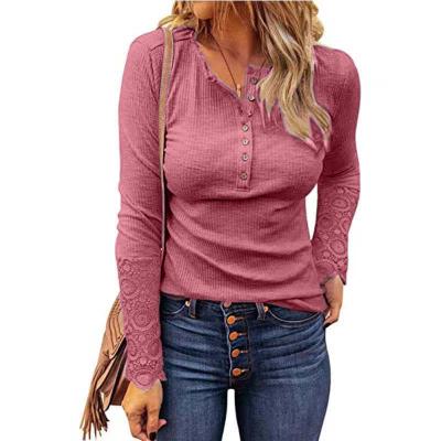 China Factory OEM 10705-SC41 QUICK DRY long sleeve o-neck cuasal t-shirt with buttons women sehe fashion for sale