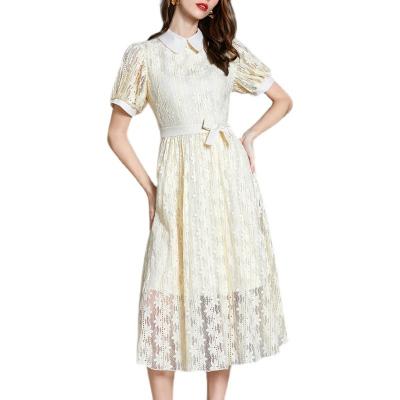 China 10710-SC26 breathable wholesale customized summer grace hollow out bowknot dress women sehe fashion for sale