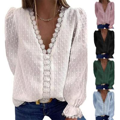 China OEM factory size 10705-SC1 long sleeve women blouse sehe fashion plus v neck for sale