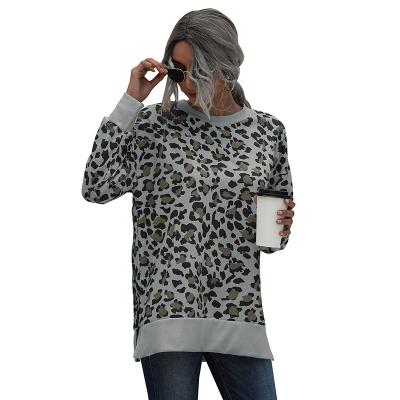 China Custom factory 10706-SC111 leopard camouflage printing women's breathable o-neck hoodies&sweatshirt sehe fashion for sale