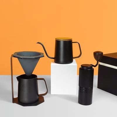 China Can Make Coffee When Amazon Hot Selling V60 Coffee Maker Set Have Manual Coffee Drip Pot Grinder Travel Outward Pour Over Coffee Canister Set for sale