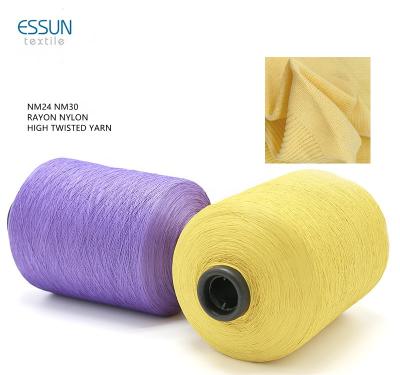 China Knitting Yarn Nm24 Nm30 Sd 63%Rayon 37%Nylon Elastic Twisted Fancy Yarn Anti-pilling Spring Classic Summer High Anti-pilling for sale