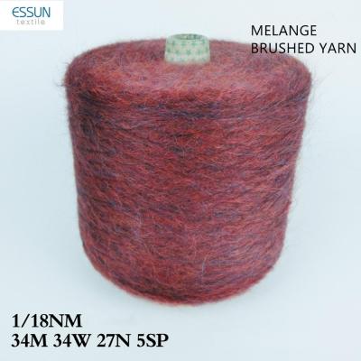 China NM5.5/1 NM11/1 NM14/1 NM16/1 ACRYLIC POLYESTER WOOL ALPACA MOHAIR SUSTAINABLE NYLON BRUSHED YARN for sale