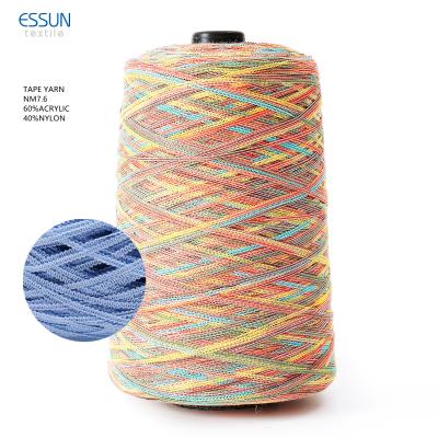 China Crochet summer knitting yarn NM7.6 60% spun yarn 40% acrylic nylon tape blend for cardigan and hand flat knitting crochet for sale