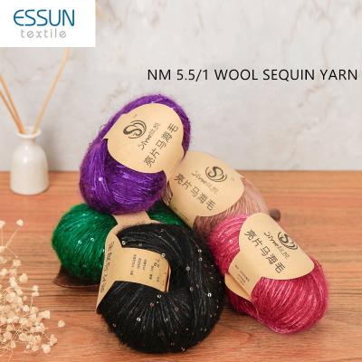 China NM5.5/1 Anti-bacteria Wool Acrylic Polyester Spangle Nylon Fancy Thread Knitting Yarn for sale