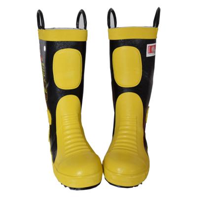 China Firefighting bootsOEM 100%Rubber rubber firefighting gear anti impact firefighting boots for firefighter for sale