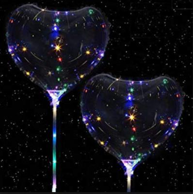 China Promotional Toy TF 2018 Valentine's Day Bobo Transparent Led Balloons With Heart Shaped Light String With CE EN71 Certificate TPU Material for sale