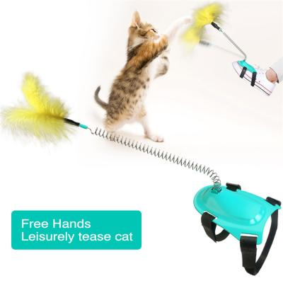 China Viable Custom Catnip Pet Catnip Spring Feather Track Smart Interactive Small Cat Toy For Indoor Cat Stick Maker for sale