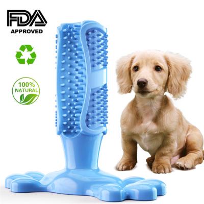 China Viable Puppy Teeth Cleaning Stick Natural Rubber Dog Toothbrush Dental Chew Toys for sale