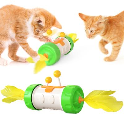 China Amazon Cat Teaser Turntable Leaks The New Product Sustainable Food Toy With Tumbler Ball Teasing Cat Stick for sale