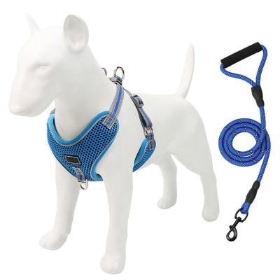 China Padded Pet Supplies Wholesale Custom Breathable Mesh Nylon Solid Pet Reflective Dog Harness for sale