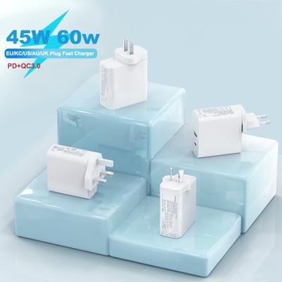 China 45w Usb C Adapter Pd45w 5v3a 9v3a 12v3a 15v3a 20v2.25a Mobile Phone Pd45w 5v3a 9v3a 12v3a 15v3a 20v2.25a Type C Wall Plug Interchangeable Usb C Adapter Charger Plug for sale