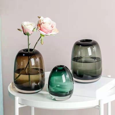 China Simple flower arrangement table tea table in vase minimalist hydroponic decoration crafts around clear glass vase for sale