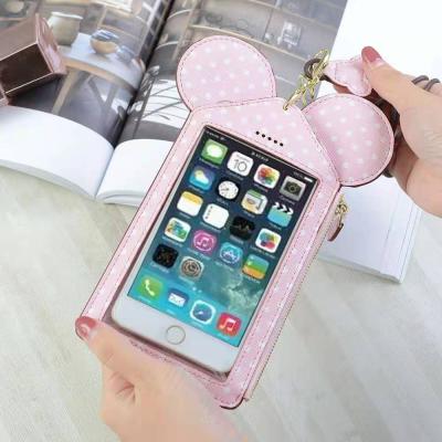 China Light Weight 2021 Diagonal Cell Phone News Bag Touch Screen PU Mobile Phone Bags Mini Bag Women for sale