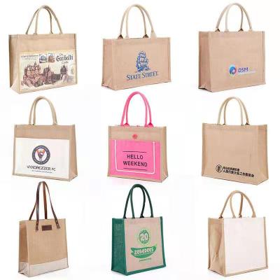 China Factory Wholesale Bamboo Jute Sack Recyclable Retro Common Custom Laminated Waterproof Bamboo Portable Canvas Sack for sale