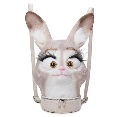 China Anti-theft Creative Female Personality Rabbit Bag Pet Head-rotating Cute Cute Funny Male Backpack for sale