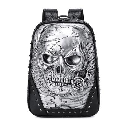 China Original hip relief 3D cool street PU punk leather anti-theft skull anti-spilling water computer bag backpack female for sale